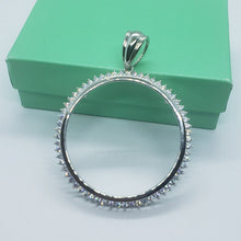 Load image into Gallery viewer, Sterling Silver Cubic Zirconia Half Dollar Bezel CZ Halo for 30mm 50 Cent Coin
