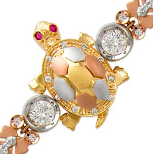 Load image into Gallery viewer, 14K Tricolor Gold Fancy Turtle Bracelet 5mm Wide 20mm Center, Set Available
