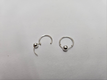 Load image into Gallery viewer, 925 Sterling Silver Endless Hoop Earrings with Bead 1/2 inch Diameter
