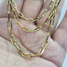 Load image into Gallery viewer, 14K Solid Yellow White Rose Gold Paperclip Chain 3mm 3.5mm 4.5m Size 16" - 24"
