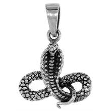 Load image into Gallery viewer, 925 Sterling Silver Cobra Snake Pendant Oxidized Finish 7/8 (22mm) Inch Tall
