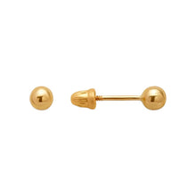 Load image into Gallery viewer, 14K Yellow or White Gold Ball Stud Earrings 3mm Wide 2grams Screw Backing
