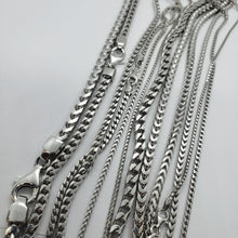 Load image into Gallery viewer, Sterling Silver Franco Chain Necklace Rhodium Finish Italy 1.5mm-4.5mm 16"-36"
