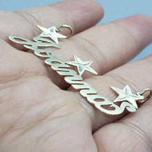 Load image into Gallery viewer, 14K Solid Yellow Gold Handmade Personalized Custom Name Pendant Charm with Stars

