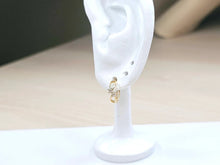 Load image into Gallery viewer, 14K Yellow Gold Twist Curves Huggies Hoop Earrings with CZ Stones Latch back
