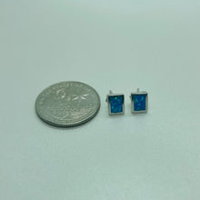 Load image into Gallery viewer, Sterling Silver Synthetic Opal Rectangular Stud Earrings
