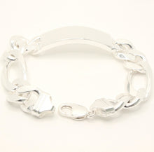Load image into Gallery viewer, 925 Sterling Silver Personalized Custom Engraved Figaro Link ID Bracelet 14mm
