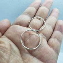 Load image into Gallery viewer, 925 Sterling Silver Bali Style Endless Hoop Earrings 1" Diameter 1mm Thin Tube
