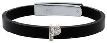 Load image into Gallery viewer, 925 Sterling Silver Alphabet Letter Block CZ Stone Flat Rubber Bracelets, 8mm

