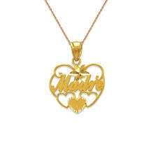 Load image into Gallery viewer, 14k Yellow Gold Mom Heart Pendant Charm Mother's Day Gift for Her Various Design
