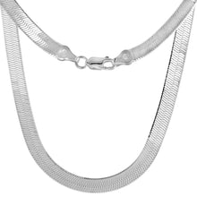 Load image into Gallery viewer, 925 Sterling Silver Beveled Edges Herringbone Chain Necklace 7mm 7" to 30"
