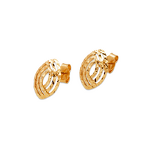 Load image into Gallery viewer, 14K Real Yellow Gold Diamond Cut Curved Oval Stud Earrings 9x13mm
