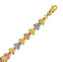 Load image into Gallery viewer, 14K Tri Color Gold 15 Anos Quinceanera Diamond Cut Faceted ID Bracelet 7mm Wide
