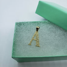 Load image into Gallery viewer, 10K Solid Yellow Gold Nugget Initial Letter Pendant Alphabet Necklace Charm
