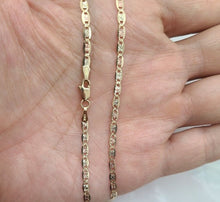 Load image into Gallery viewer, Authentic 10K Yellow White Rose Gold Tri-Color Valentino Chain 2.1&amp;2.8mm/16"-24"
