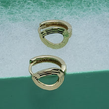 Load image into Gallery viewer, 14K Real Yellow White Gold Huggie Hoop Earrings Diamond Cut Round 11mm Men Women
