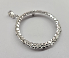 Load image into Gallery viewer, 925 Sterling Silver Rope Edge Mexican 1 Peso Coin Bezel 34mm Prong Back
