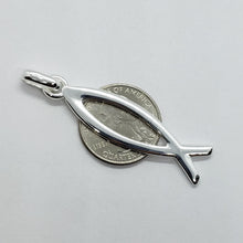Load image into Gallery viewer, Sterling Silver Handmade Christian Fish Pendant Cut out 2 in w/out 1mm Box Chain
