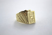Load image into Gallery viewer, 10K Gold Playing Card Royal Flush Poker Nugget Ring 6.3g
