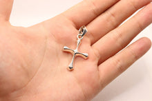 Load image into Gallery viewer, 925 Sterling Silver Skinny Beveled Edge Rhombus Shape Cross Pendant 28.3mm
