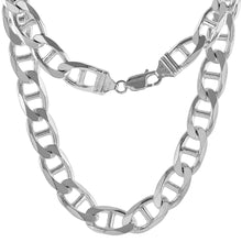 Load image into Gallery viewer, 925 Sterling Solid Silver Italy Flat Mariner Link Chain Necklace Bracelet 10.5mm
