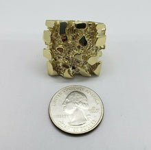 Load image into Gallery viewer, Authentic 10K Yellow Real Gold Nugget Extra Large Heavy Men Ring Sizes 10-15
