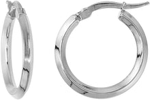Load image into Gallery viewer, Sterling Silver Click Tob Hoop Earrings for Women 2mm Diamond Shape Tubing Italy

