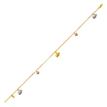 Load image into Gallery viewer, 14K Tricolor Gold Various Charm Bracelet Anklet 2mm Link 10mm Charm 10" Chain
