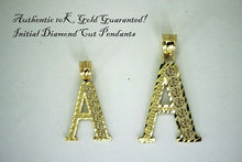 Load image into Gallery viewer, 10K Solid Yellow Gold Diamond Cut Initial Alphabet Letter Pendant Charm 2 Sizes
