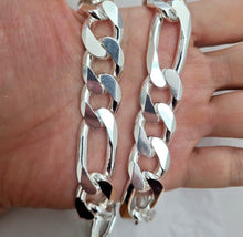 Load image into Gallery viewer, 925 Sterling Silver Heavy Thick Figaro Chain Bracelet Necklace Man 15mm 8"- 30"
