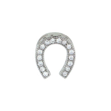 Load image into Gallery viewer, 925 Sterling Silver CZ Horseshoe Pendant Micro Pave 3/8 Inch (10mm) Tall
