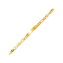 Load image into Gallery viewer, 14K Yellow Gold 7mm Kids ID 6mm Figaro Chain Bracelet 6" Engraving Available

