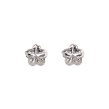 Load image into Gallery viewer, 14K White Gold High Polished Diamond Cut Flower Small Stud Earrings 7mm
