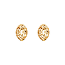 Load image into Gallery viewer, 14K Real Yellow Gold Diamond Cut Curved Oval Stud Earrings 9x13mm
