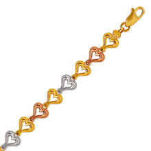 Load image into Gallery viewer, 14K TriColor Gold Faceted Diamond Cut Bracelet 7.5mm 7" Chain Brazalete tricolor

