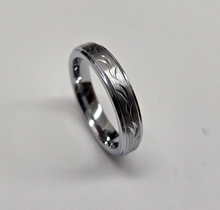 Load image into Gallery viewer, Silver Finish 4.5mm Tungsten 900 Wedding Ring Ladies Vine Pattern Hand carved
