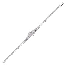 Load image into Gallery viewer, 14K White Gold Fancy Dolphin Diamond Cut Bracelet 3mm Wide, 12mm Center H Clasp
