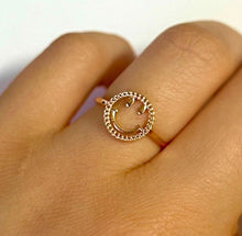 Load image into Gallery viewer, 14K Solid Rose Gold Dainty Smile Face Ring Band Handmade
