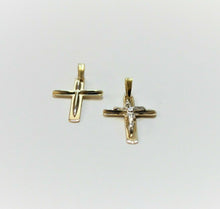 Load image into Gallery viewer, Authentic 14K Yellow Lined Gold Cross Pendant with/out White Gold Jesus 2 Style

