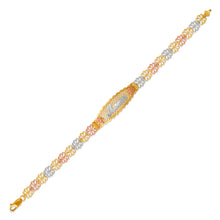 Load image into Gallery viewer, 14K Tri Color Gold Faceted Diamond Cut Mama ID Bracelet 7mm / 12mm 7" Chain
