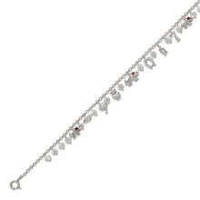 Load image into Gallery viewer, 14K White Gold Fancy Charm Bracelet 2 mm Link 7 mm Center 7" for Women
