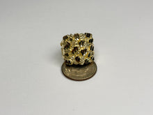 Load image into Gallery viewer, 10k Solid Yellow Gold Nugget Style Ring 20.5mm Width/22mm Height Size 6-13
