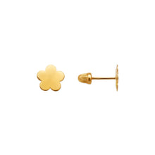 Load image into Gallery viewer, 14K Yellow Gold 6.5mm Flower Shape Stud Earrings High Polished Screw Backing
