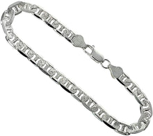 Load image into Gallery viewer, Sterling Silver D/C Flat Mariner Link Chain Necklace Bracelet 6.4 mm 7-30 inch
