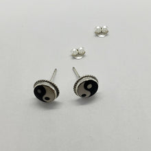 Load image into Gallery viewer, 925 Solid Sterling Silver Yin Yang Stud Earrings 3/8 inch (10mm) for Women Girl
