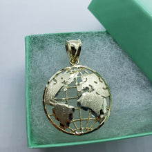 Load image into Gallery viewer, Authentic 10K Yellow White Real Gold Diamond Cut Globe Pendant Men Women 3 Sizes
