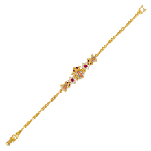 Load image into Gallery viewer, 14K Tricolor Gold Fancy Frog Bracelet 2mm Wide 13mm Center, Set Available
