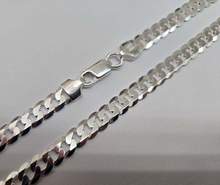 Load image into Gallery viewer, 925 Sterling Silver Beveled Flat Curb Cuban Link Chain Necklace 6.5mm 7" to 30"
