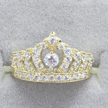 Load image into Gallery viewer, 14K Solid Yellow Gold Crown Sweet 15 Ring Royal Polished Band for Women Girls
