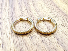 Load image into Gallery viewer, 14K Yellow Gold Rope Lined Huggies Hoop Earring Latch back for Women Lady
